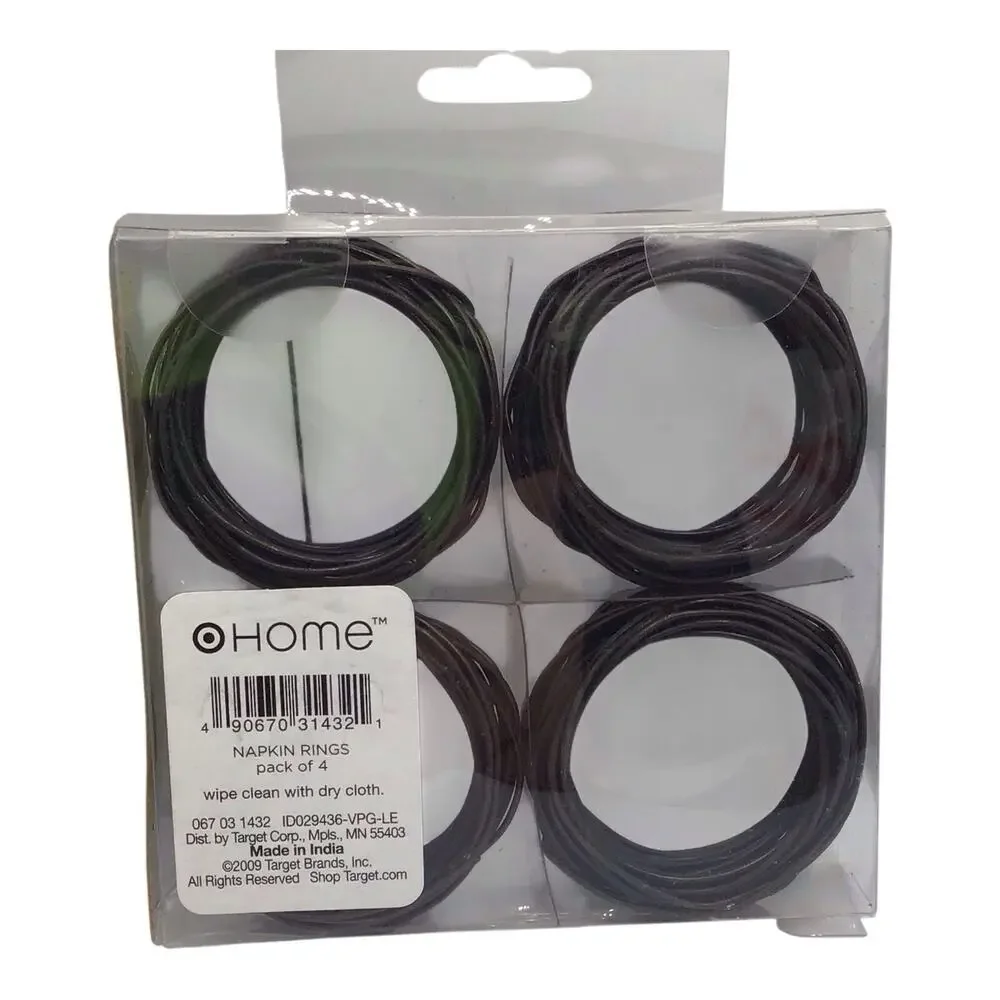 Home Target Brown Metal Woven Napkin Rings Set of 4 New